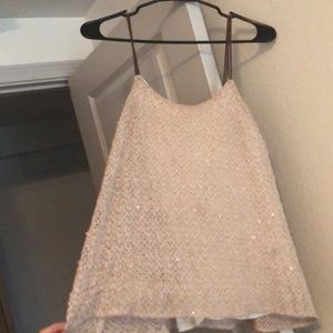 Deletta Small sequined top brown leather straps